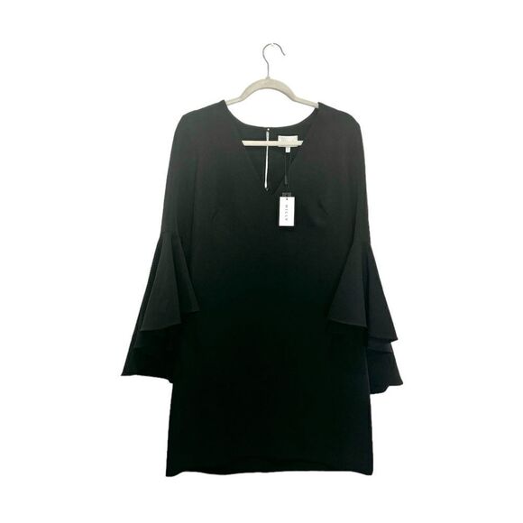 NWT Milly Nicole Flutter Bell Sleeve Black Dress - Picture 5 of 10